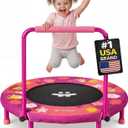 Happin 36'' Toddler Trampoline Indoor, Foldable Mini Trampoline for Kids Ages 2-6, ASTM Certified, Adjustable Handle, Safety Pad for Indoor & Outdoor, Baby Trampolines, for Boy & Girl