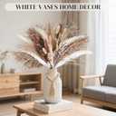 JOHOUSE White Ceramic Vase, Small Flower Vase for Pampas Grass, Home, Living Room, Dining Table, Farmhouse, Office Decor, Bedroom, Table, Kitchen Shelf, Minimalist Modern Home Decoration