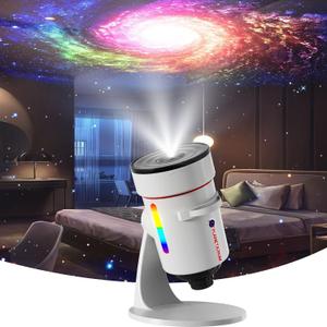 Star Projector,Galaxy Projector Upgraded Clear Lens, 10 Realistic Planetarium Projector Slides Night Lights LED 8 Color for Bedroom, 360 Rotation, 1/2h Timer Function Ultra-Wide Ceiling Projector