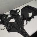 WDIRARA Women's 2 Piece Metallic Swimsuits Halter Triangle String Bikini Set Large