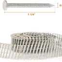 kimllier 3600 Counts Coil Siding Nail Full Round Head Wire Collated Coil 15-Degree 1-1/4-Inch x .090-Inch Ring Shank 304 Stainless Steel
