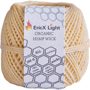 EricX Light Beeswax Hemp Wick,200 ft Spool, Organic Hemp Wick Well Coated with Beeswax, Standard Size(1.0mm)