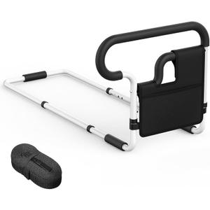 Bed Rails for Elderly Adults Safety: Adjustable Bedside Assist Bar for Seniors - Side Bed Railing Handle Support Guard - Bedrails Slides Under Mattress Fit King Size Queen Full Twin Beds