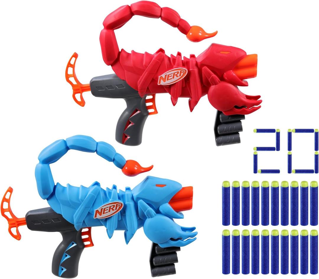 Wild Venompack, Includes 2 Easy Play Nerf Blasters, Scorpion Designs, 20 Nerf Elite Darts, Snake Toys, Ages 6+ 