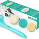 VOYOR Electric Body Brush Back Scrubber Silicone Body Scrubber Two-Way Rotating Brush Head for Deep Cleaning, Exfoliation, 4 Attachments Long Handle IPX6 Rechargeable Shower Brush BC300 (Blue)