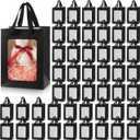 Harloon 48 Pieces Paper Gift Bag with Transparent Clear Window 7.9 x 5.9 x 3.9 Inch Kraft Bags with Handles for Easter Bridal Baby Shower Graduate Mother's Day Birthday Party Supplies(Black)