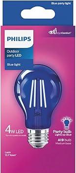 Philips Blue A19 Medium 4W Indoor/Outdoor LED Decorative Party Light Bulb, Pack of 2
