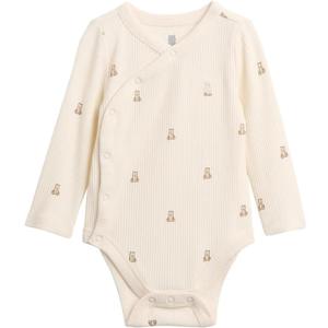 GAP Unisex Baby Long Sleeve Kimono Bodysuit (0-3 Months, Bear1)