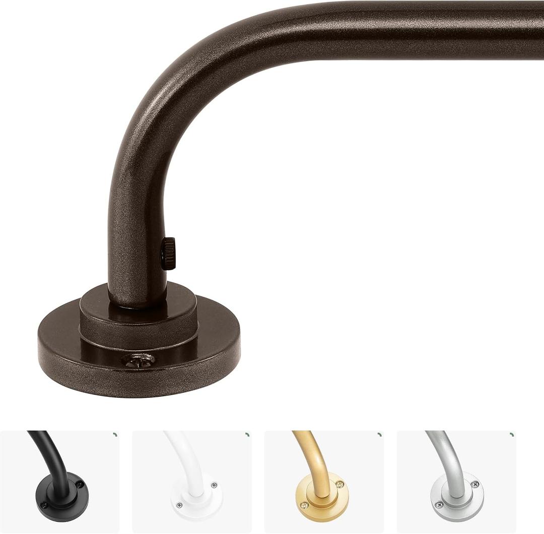 Hei!Dear Bronze Blackout Curtain Rod, Modern Adjustable 5/8 Inch Wrap Around Window Rod for 28-48 Inch Windows, Sleek Curved Design, Heavy Duty Decorative Curtain Rods for Bedroom or Living Room
