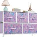 YITAHOME Wide Storage Tower with 5 Drawers - Fabric Dresser, Organizer Unit for Bedroom, Living Room, Closets - Sturdy Steel Frame, Easy Pull Fabric Bins & Wooden Top, 11.8"D x 39.4"W x 21.5"H