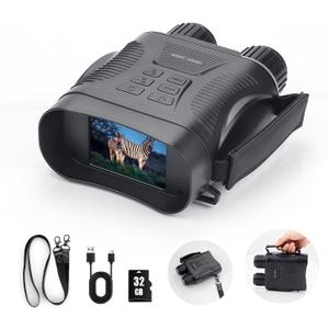 Night Vision Goggles - 4K Night Vision Binoculars for Adults mit 32GB TFT Card 2700FT IR/2000mAh, 2.8'' HD Screen, 7 Gear Infrared and 10X Digital Zoom for Outdoor Enthusiasts and Animal Watchers