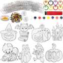 WorldBazaar Halloween Suncatchers Craft 24 Sets Halloween DIY Ornament Window Paint Art Craft Kits Pumpkin Bat Cat Sun Catchers for Kids Classroom Family Holiday Activities Party Supplies