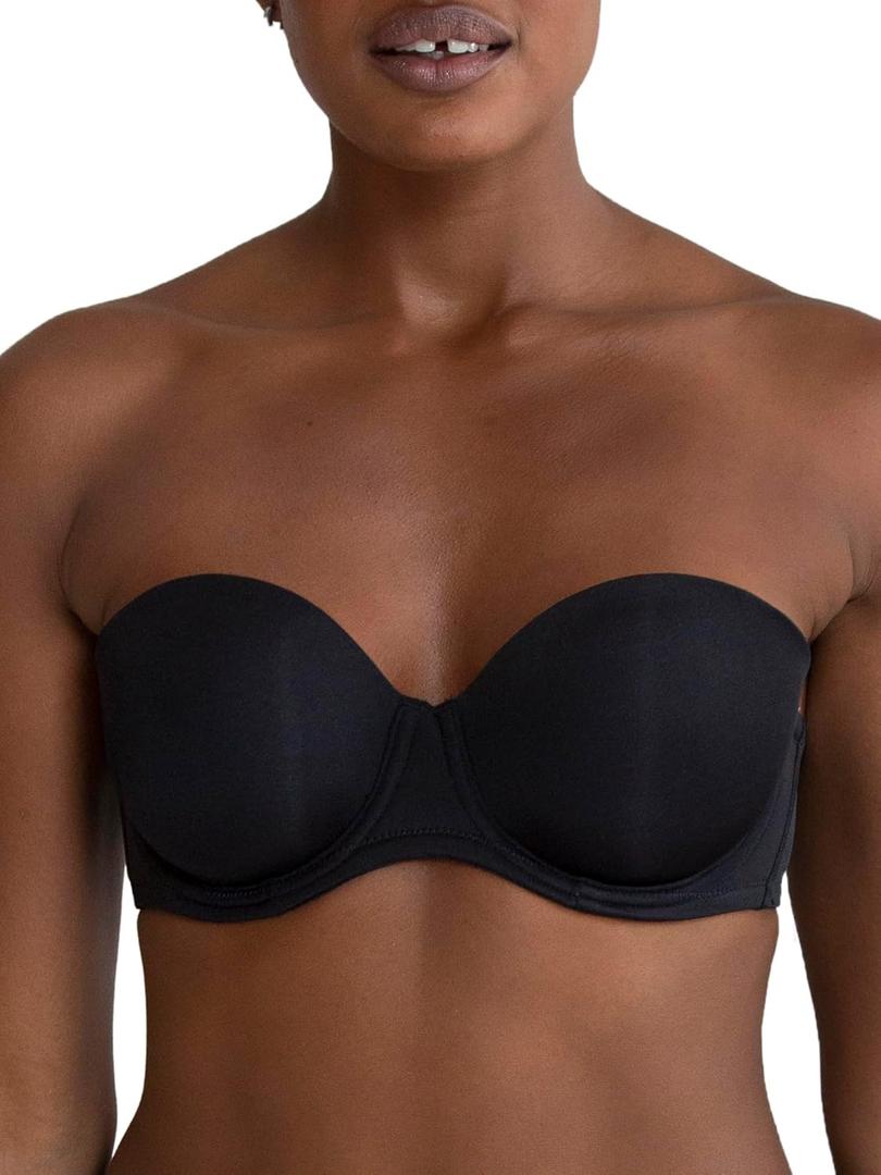 Smart & Sexy Women's Full Support Light Lined Strapless Bra, Support with Underwire for Exception Lift, Perfect for Weddings (38D, Black Hue)