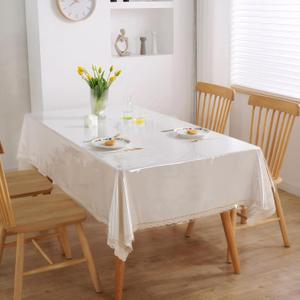 Clear Table Cover Protector 55"x86",Washable Vinyl Tablecloth | Rectangle Transparent Plastic Tablecloth, Waterproof, Greaseproof, Table Protector for Weddings, Indoor and Outdoor,Picnic