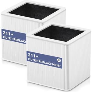 211+ Replacement Filter Compatible with Blue Pure 211+ Air Purifier,2-in-1 H13 True HEPA Filter with Activated Carbon Filter 2 Pack