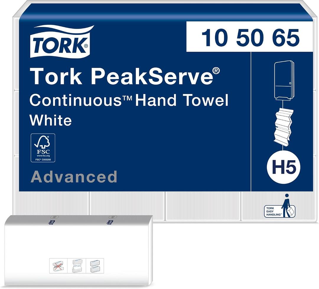 Tork PeakServe Continuous Hand Towel White H5, Advanced, Compressed, 12 x 410 sheets, 105065
