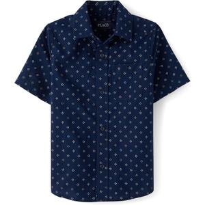 The Children's Place boys Short Sleeve Button Up Shirt (Medium, Tidal)