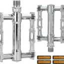 Thinvik Bike Pedals of 9/16 Inch - Retro Silver Bicycle Flat Pedals with Reflectors - Lightweight Aluminum Alloy Platform Pedals with 2DU Sealed Bearings for Mountain, BMX, and Road Bikes