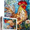Glass Rooster Jigsaw PuzzleFarm Rooster 1000 Pieces Jigsaw Puzzles for Adults27 x 20 Inches Puzzles for FamiliesHD Quality Stained Glass Rooster Animal Photo Puzzle GiftPerfect for Game Nights