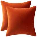 DEZENE Throw Pillow Covers 22x22 Burnt Orange: Pack of 2 Cozy Soft Velvet Square Modern Luxury Decorative Throw Pillow Cases for Sofa Couch Living Room Bed Home Decor