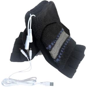 Women's & Men's USB Heated Gloves Mitten Full & Half Fingerless Winter Hands Warmer Laptop Gloves (New Blue)