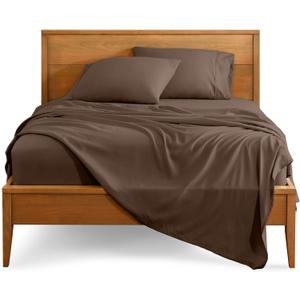 Bare Home Queen Sheet Set - 1800 Ultra-Soft Microfiber Queen Bed Sheets - Double Brushed - Deep Pockets - Easy Fit - 4 Piece Set - Bedding Sheets & Pillowcases (Queen, Cocoa)