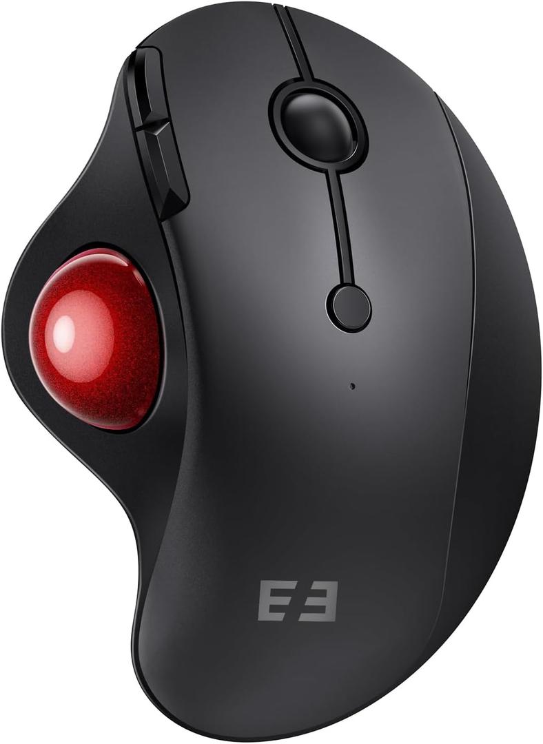 seenda Wireless Trackball Mouse, Ergonomic Bluetooth Rollerball Mouse Rechargeable, 3 Device Connection Optical Mice Adjustable DPI Thumb Control Mice Compatible for PC/Laptop/Windows/Mac - Black&Red