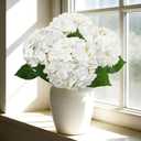 4 PCS Real Touch White Hydrangea Artificial Flowers 20.5", Latex Large Faux Hydrangeas Fake Flowers with Stems Leaves for Family Table Wedding Bouquets Party Centerpieces Home Decor in Vase