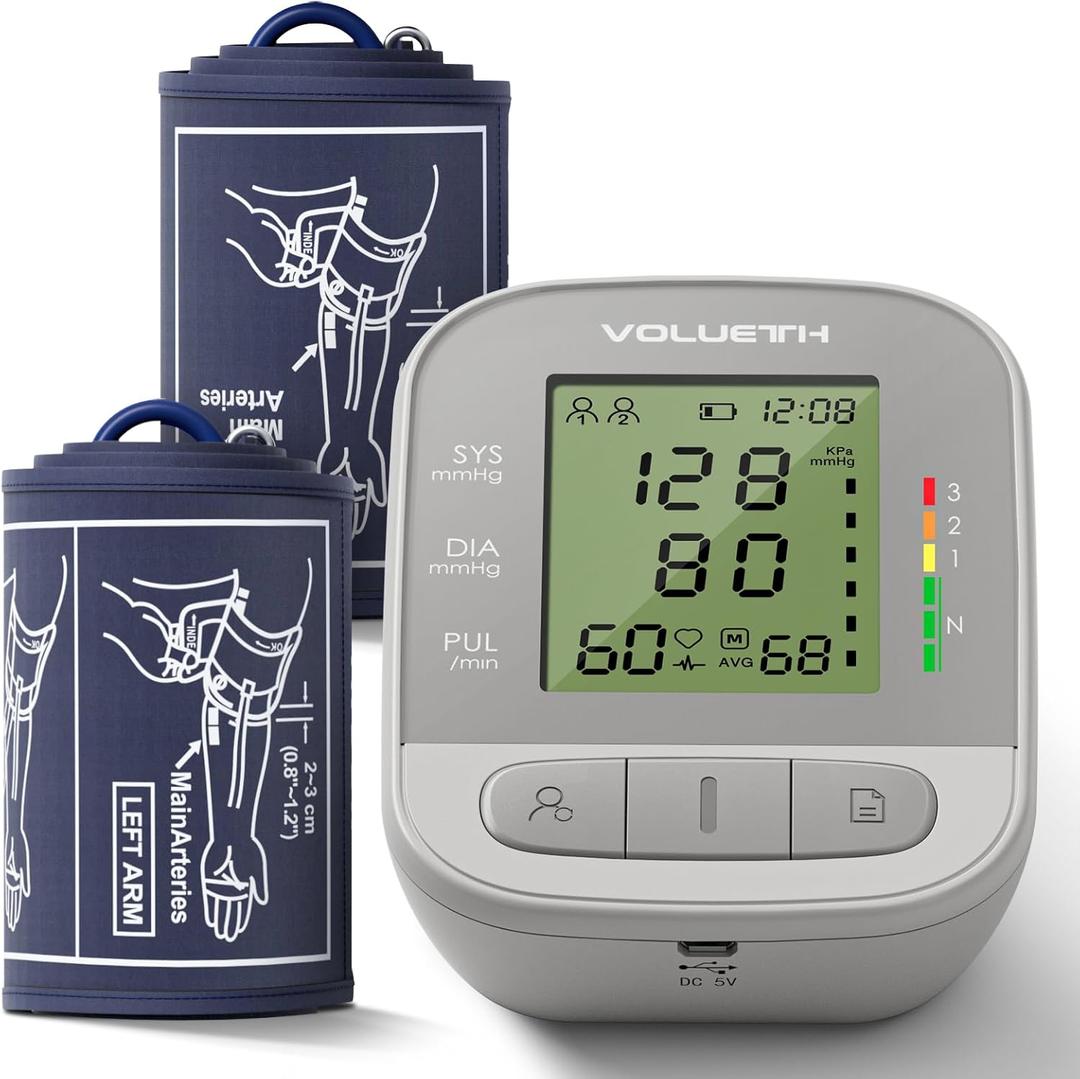VOLUETH Upper Arm Blood Pressure Cuff, Blood Pressure Monitor for Kids & Adult, Small Cuff 7"-9"Medium/Large Cuff 9"-17"Perfect for Health Monitoring