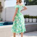Aupuls Women Off Shoulder Summer Floral Dress 2025 Casual Beach Vacation Midi Dresses (Medium, Flower)
