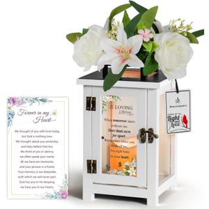 Memorial Lantern with Sympathy Lily Rose Flowers Sympathy Bereavement Gift Idea for Loss of Loved One Memorial Gift for Loss of Mother Father Son Sister Husband
