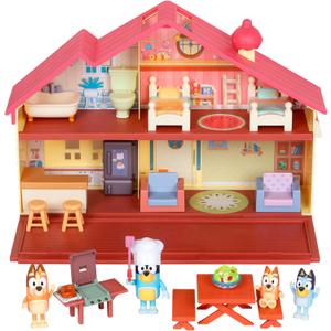 Bluey Mega Bundle Family Home & BBQ Playset, 4 Figures (Bluey, Bingo, Bandit, Chilli), 13+ Removable Furniture Pieces, Outdoor Patio, Accessories, Imaginative Playset for Kids 3+