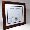 Lawrence Frames Dual Use 11 by 14-Inch Certificate Picture Frame with Double Bevel Cut Matting for 8.5 by 11-Inch Document, Walnut