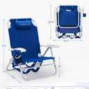 Old Bahama Bay 2 Pack 7-Position Lay-Flat Beach Chair, Lightweight Aluminum Frame Reclining Backpack Chair with Padded Headrest, Cup Holder & Storage Bag, Heavy Duty Support for Tanning & Camping Blue