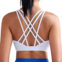 RUNNING GIRL Sports Bras for Women, Medium-High Impact Running Strappy Sports Bra with Removable Pads (White, XXL)