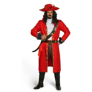 Spooktacular Creations Mens Pirate Captain Costume Set, Red Deluxe Captain Outfit for Adult Halloween Dress Up Party Cosplay-XL(Plus)