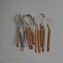 CAROTE Silicone Cooking Utensils Set, Kitchen Utensils Set 10 Pcs for cooking, BPA Free Spatula Set with Heat Resistant Wood Handles for Nonstick Cookware (Cream White) (Basic)