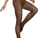 Vertvie Fleece Lined Tights for Women Thermal Pantyhose Fake Translucent Winter Warm Tights High Waisted Thick Leggings (Small-Medium, Coffee Sheer)
