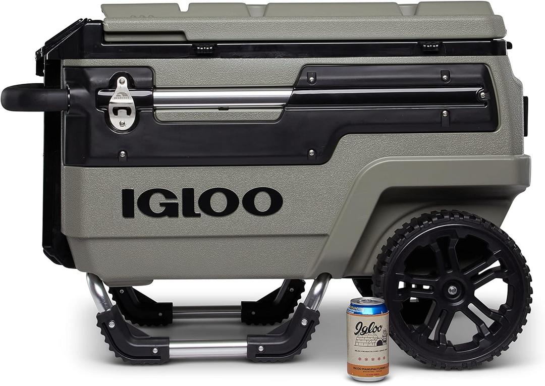 Igloo Trailmate Journey 70Qt Wheeled Cooler, Insulated Hard Shell Ice Chest (Olive Green)