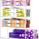 AIEVE Drink Packet Organizer, Drink Mix Holder with 4 Clear Drawers, Acrylic Water Flavor Packets Container, Kitchen Storage Organizers for Pantry Home Organization