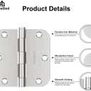 Door Hinges Brushed Nickel - 30 Pack Nickel Door Hinges 3.5 Inch Rounded Interior Satin Nickel Door Hinge with 5/8" Radius - Flat Iron Residential Standard 3 1/2 Inches Silver Door Hardware