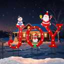 Outdoor Christmas Decorations, Solar Lighted Joy Snowman Reindeer Santa Claus Yard Sign Garden Stakes Xmas Holiday Decor for Patio Lawn Outside