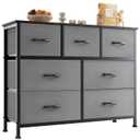 NEWBULIG Dresser for Bedroom, Grey Dresser and TV Stand with 7 Storage Drawers, Dressers & Chests of Drawers with Fabric Bins, Sturdy Metal Frame, Wood Tabletop for Closet, Clothes Organizer (11.9"D x 31.5"W x 39.4"H (7 Drawers))