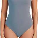 Women's Sexy Plunge One Shoulder Sleeveless V Backless Going Out Tank Bodysuits Tops, X-Large, Blue