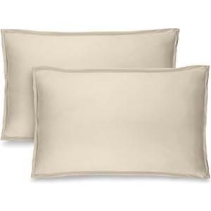 Bare Home Standard Pillow Sham Covers - Set of 2 - Premium 1800 Ultra-Soft Microfiber - Double Brushed - Stain & Fade Resistant - Bed Pillow Shams - Pillows Not Included (Set of 2, Sand)