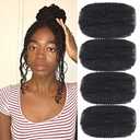 Afro Kinky Bulk Hair For Dreadlock Extensions Repair Locs,Twist Braiding, 100% Handmade Braiding Hair 30Grams each bundles Total (16Inch #1B 4Bundles/Pack)