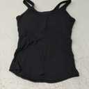 SUUKSESS Women Padded Cotton Ribbed Long Tank Tops 2025 Summer Going Out Basic Scoop Neck Cami Tops (Small, Black)