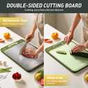 2 in 1 Stainless Steel Cutting Board with Handle 2 Packs Metal Chopping Board Solid Thick Wood Juice Groove Chopping Board Small Big Xl XXl xlarge Oversized Kitchen Counter Organic Vegetable Meat Kit (Morandi Green)