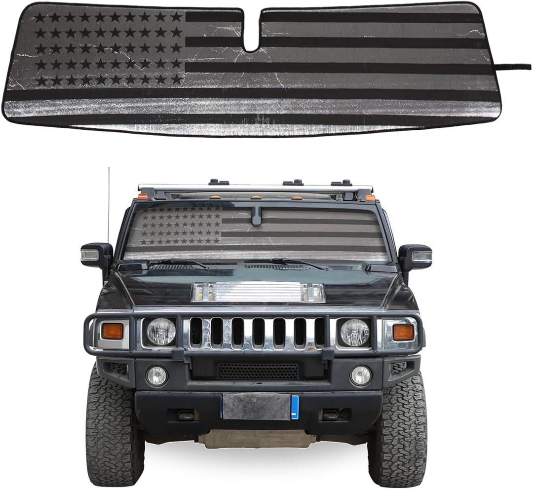Windshield Sunshade for Hummer H2 2003-2009 Front Window Sun Shade Foldable Reflective Sun Visor Custom Sunscreen UV Blocker Privacy Protector HeatShield Keep Your Car Cooler