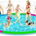 157" Extra Large Splash Pad - Non-Slip Splash Pad for Kids and Dogs Thickened Dog Pool with Sprinkler for Toddlers Children Adults Pets